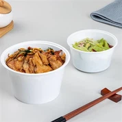 Caixa d'aliments d'un sol ús circular blanca per a envasos per emportar